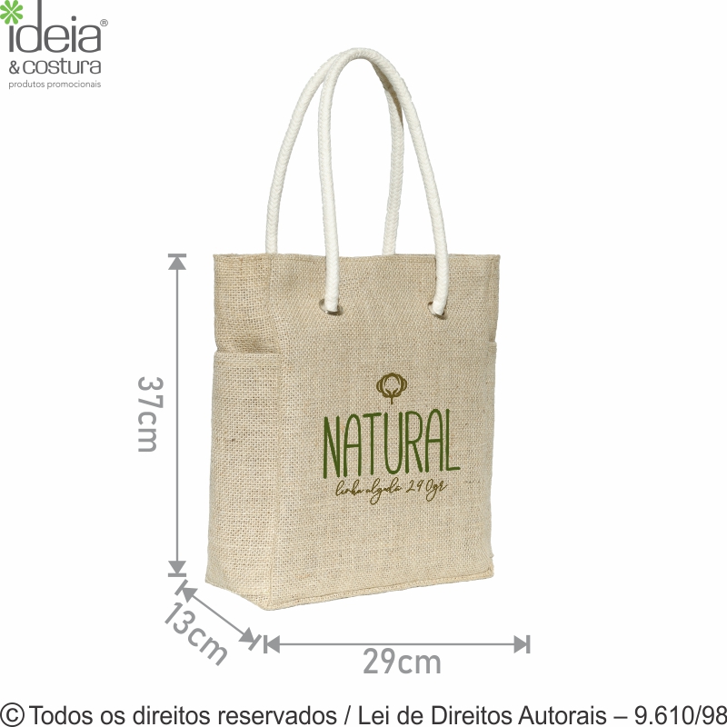 SACOLA PRAIA DE JUTA 29X37X13CM CRU 198J