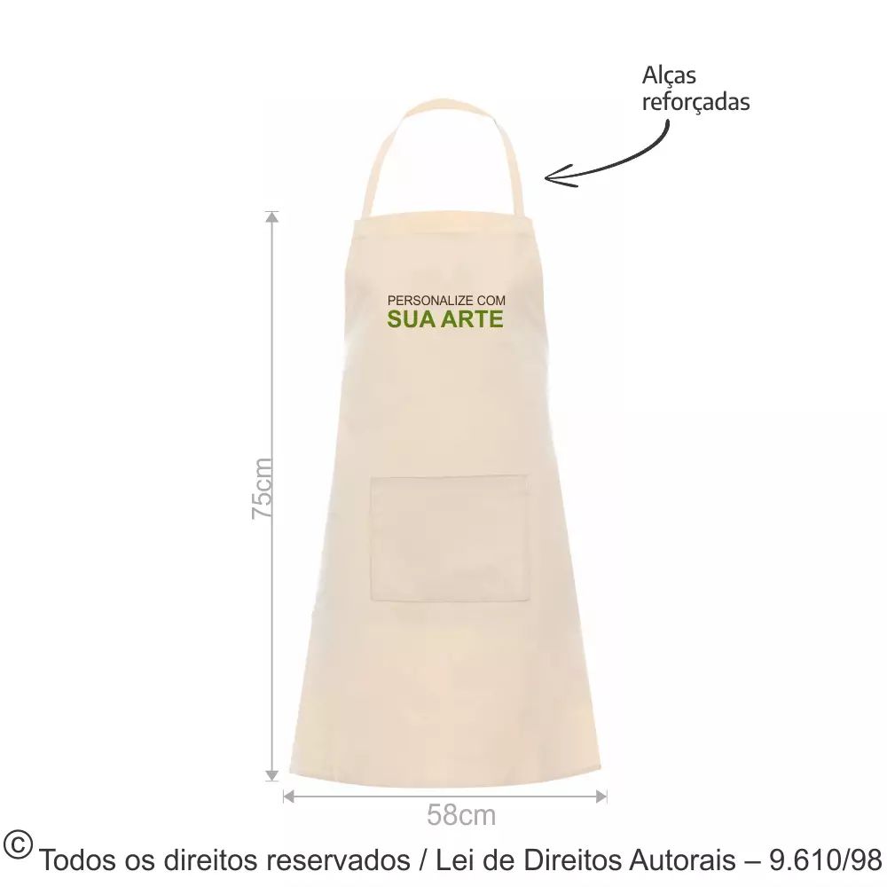 AVENTAL ALGODAO CRU C/ BOLSO 58X75CM AV3