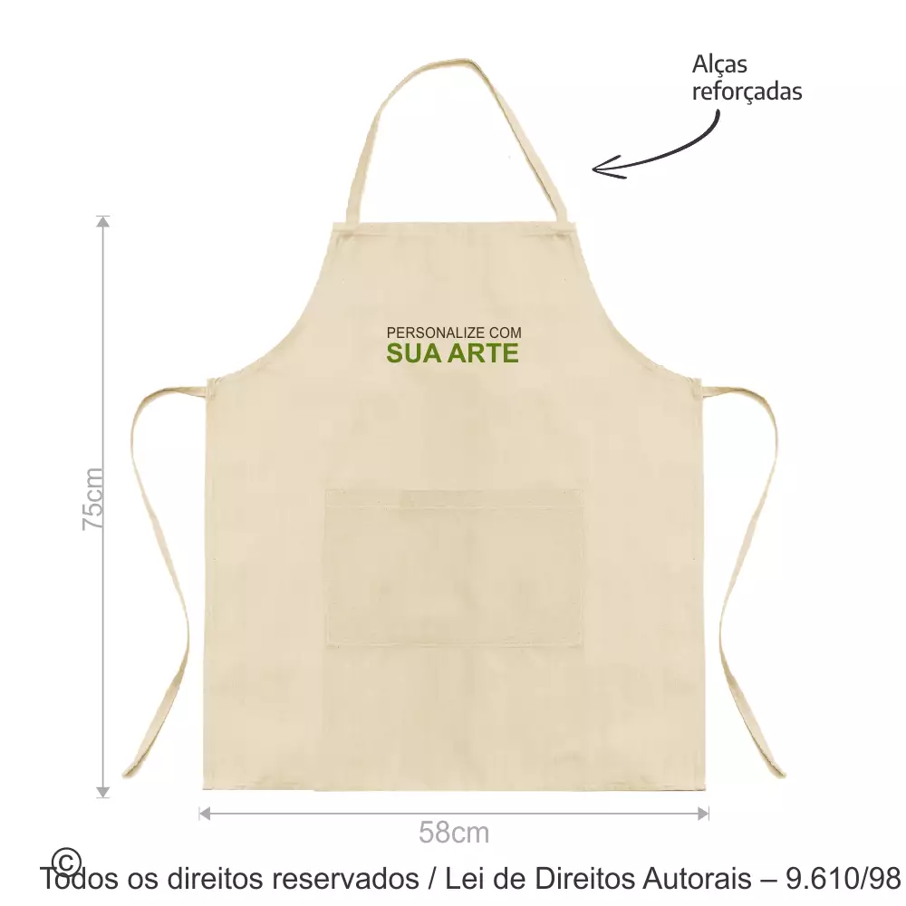 AVENTAL ALGODAO CRU C/ BOLSO 58X75CM AV3
