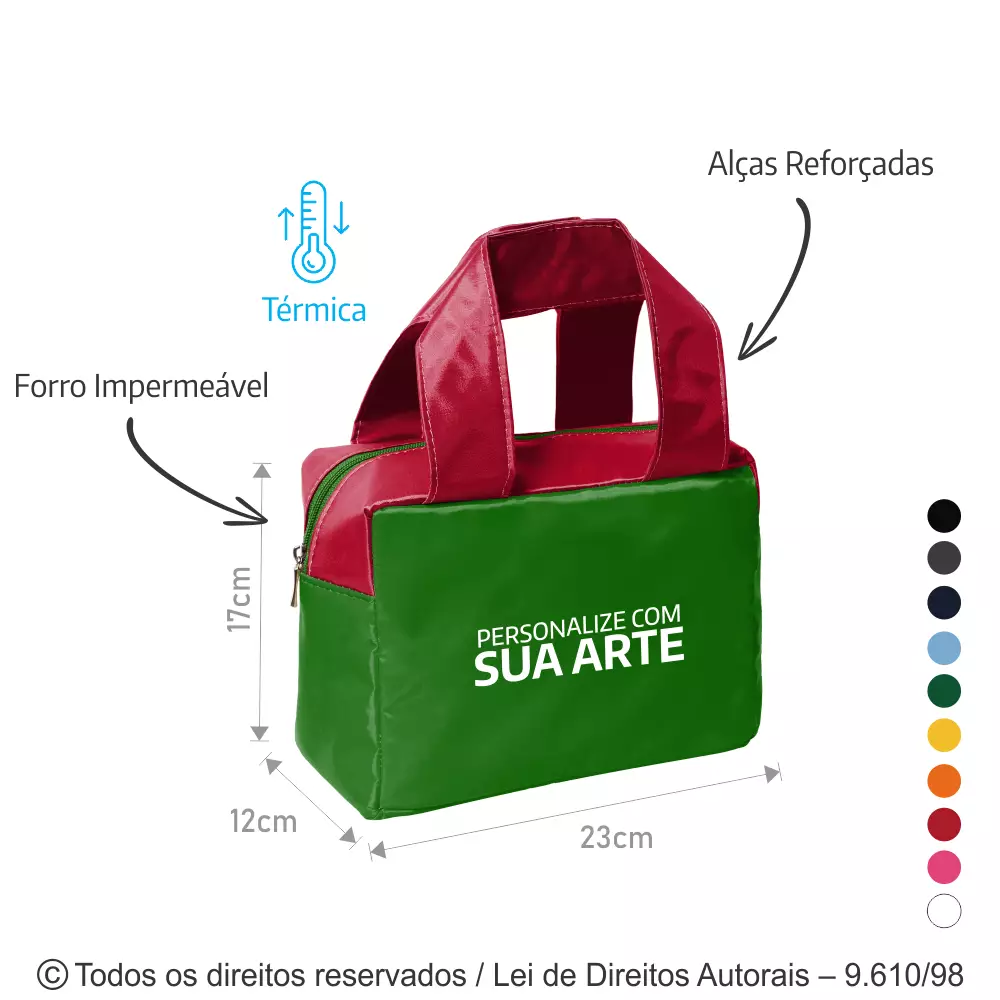 BOLSA TERMICA 4,6 LITROS EM NYLON 70 PVC 23X17X12CM  210N