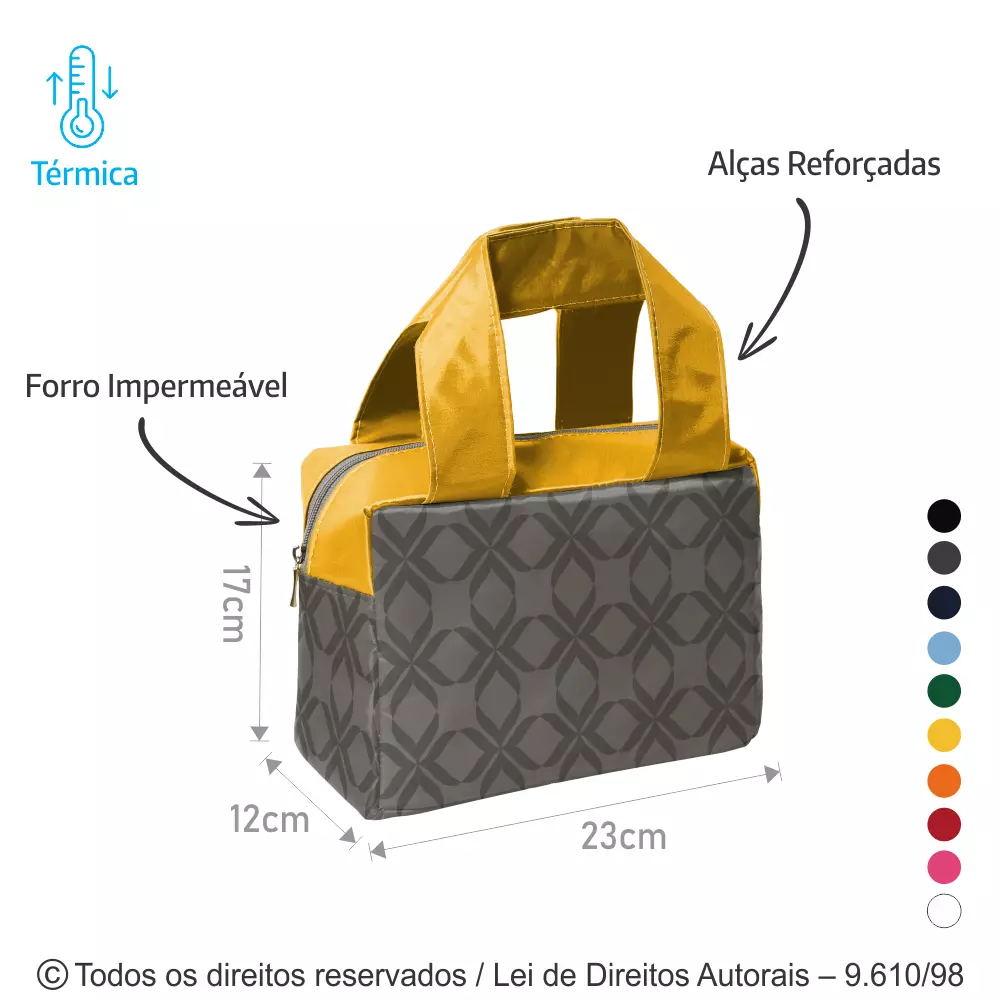 BOLSA TERMICA 4,6 LITROS EM NYLON 70 PVC 23X17X12CM  210N