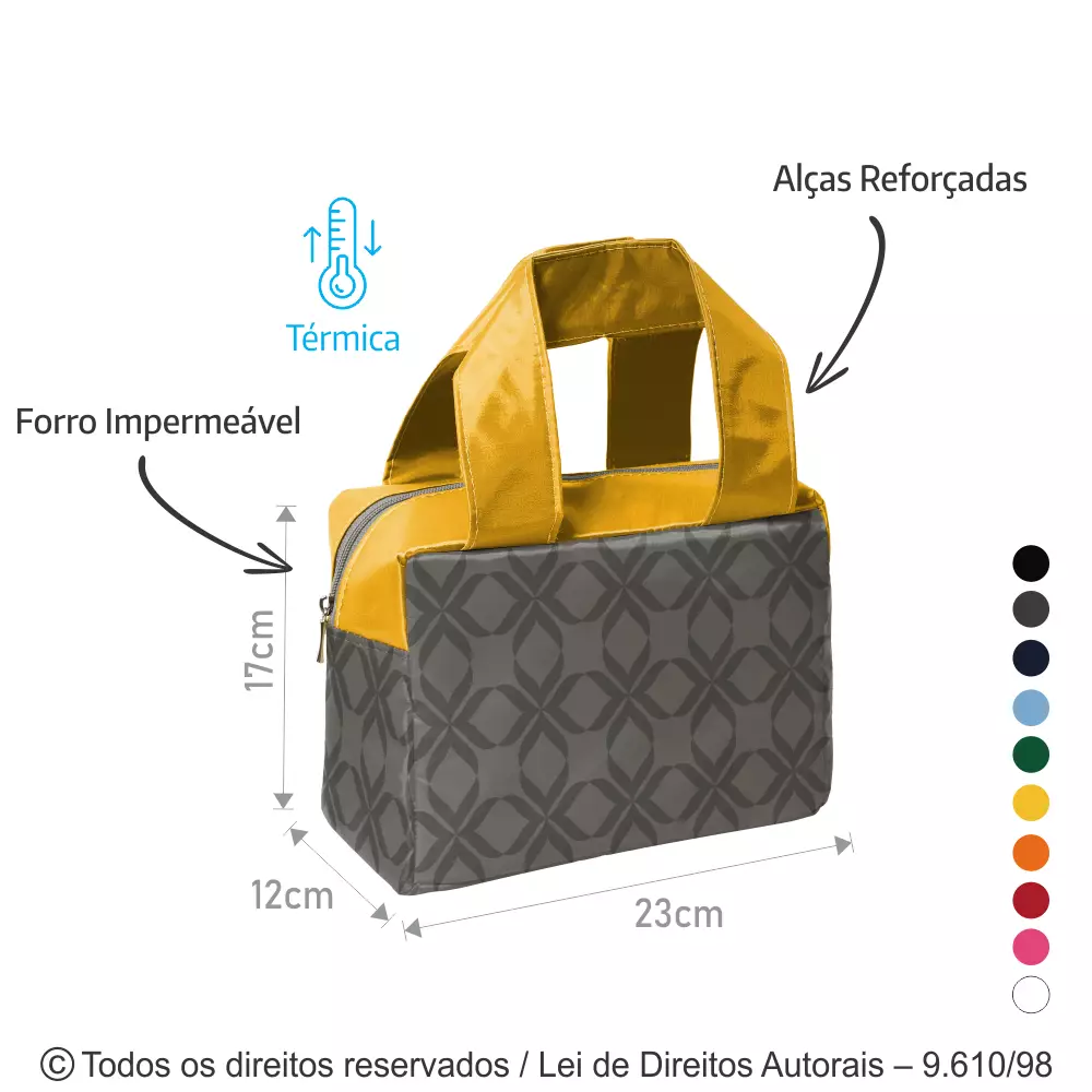 BOLSA TERMICA 4,6 LITROS EM NYLON 70 PVC 23X17X12CM  210N