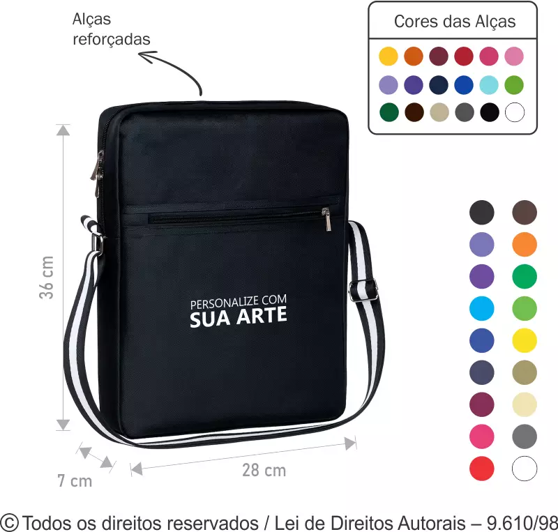 BOLSA TRANSVERSAL EM NYLON 600G 28X36X7CM 314N