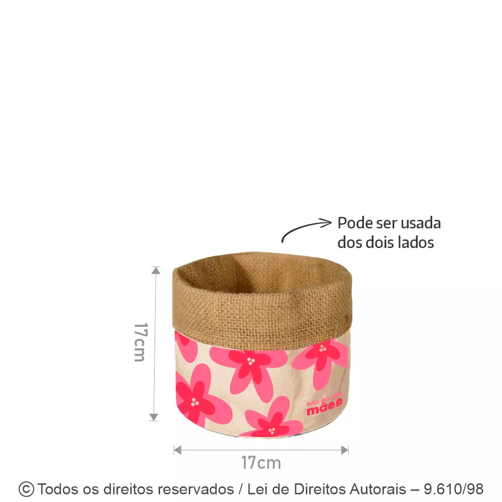 CACHEPOT DE JUTA E LONA 17X17CM 230JF9