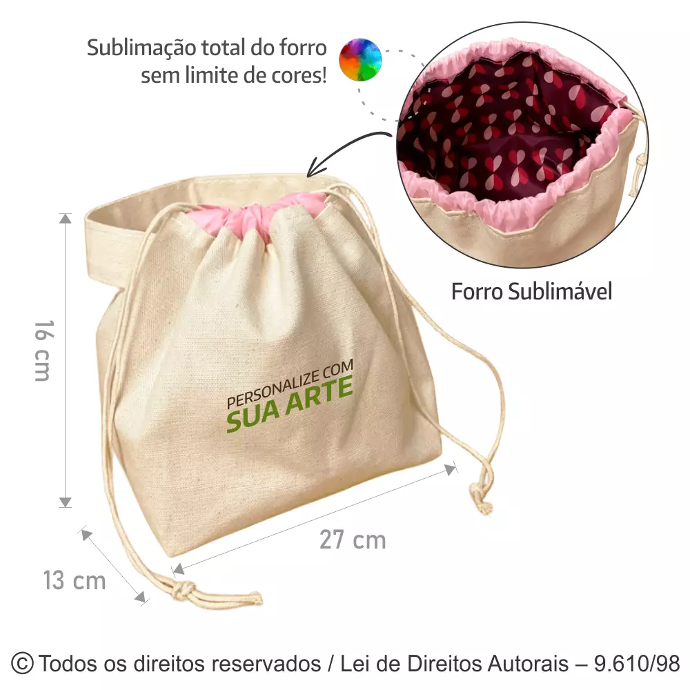 NECESSAIRE LONA 240G COM FORRO 27X16X13CM N107L