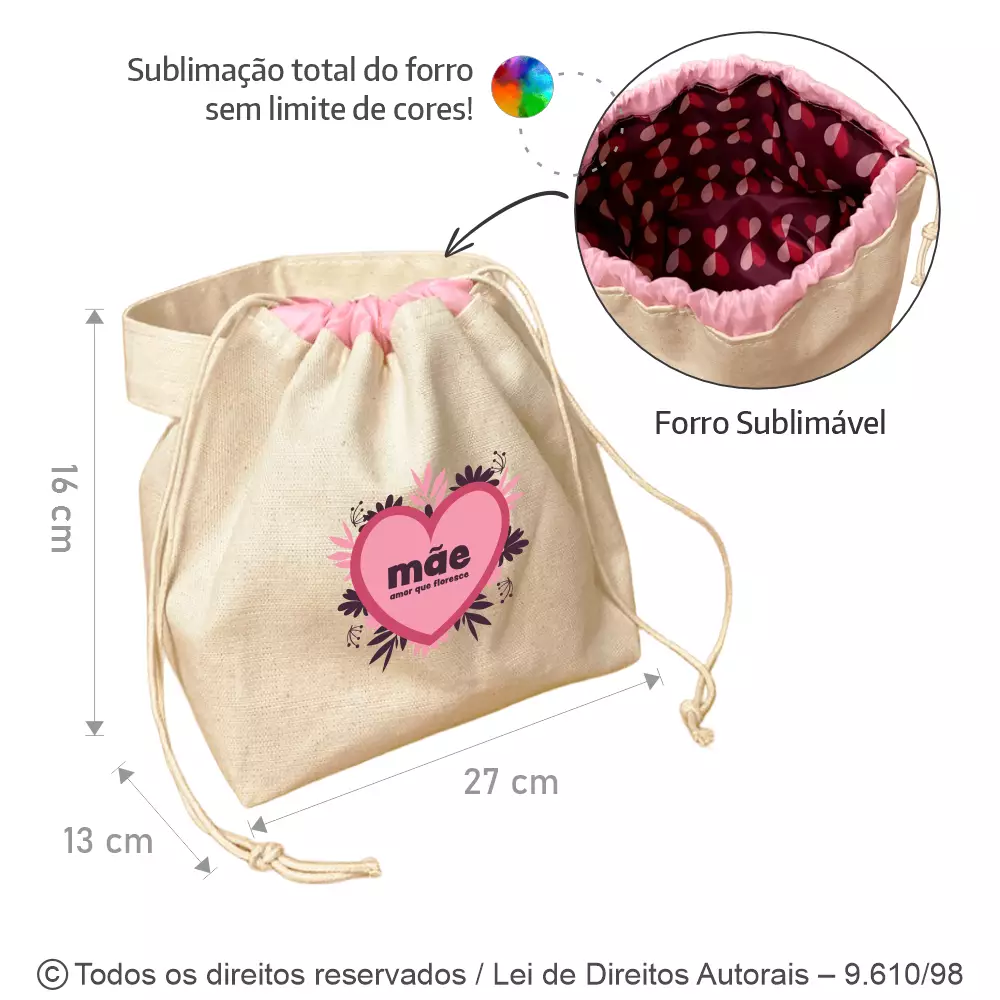 NECESSAIRE LONA 240G COM FORRO 27X16X13CM N107L