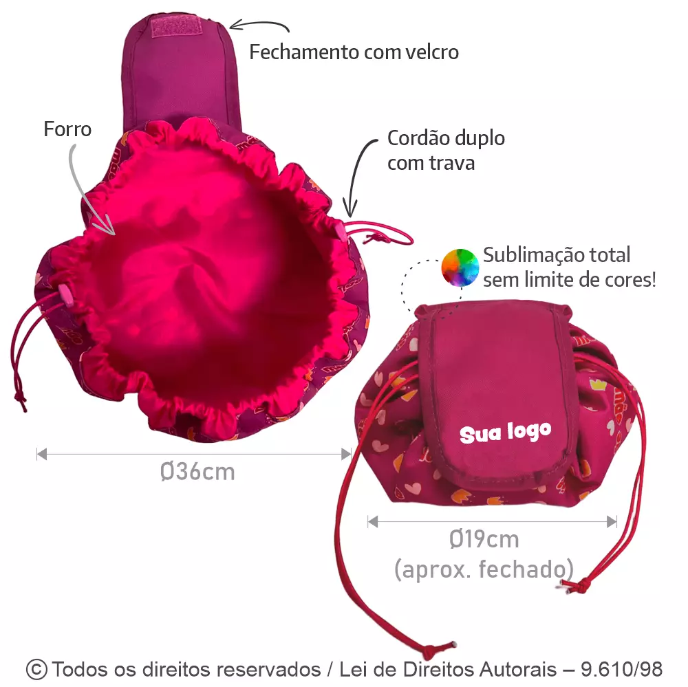 PORTA MAQUIAGEM  DE POLIESTER 36CM DIAMETRO N106PL
