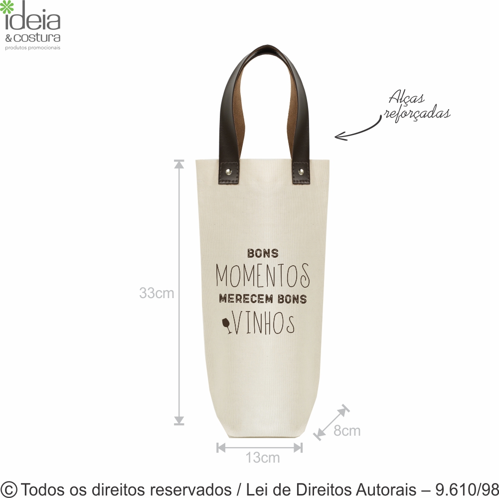 PORTA GARRAFA DE LONA NATURAL 13X33X8CM 403L