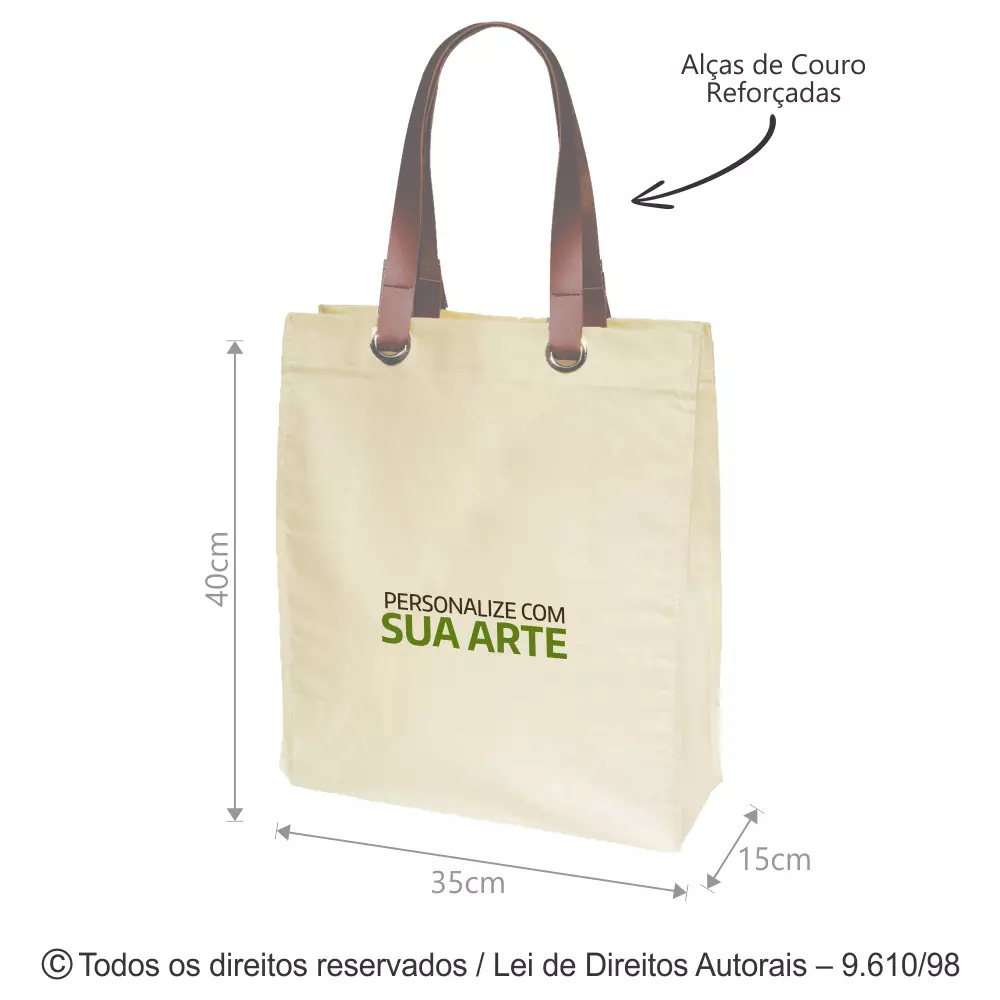 SACOLA DE LONA 240G 35X40X15CM NATURAL 322L