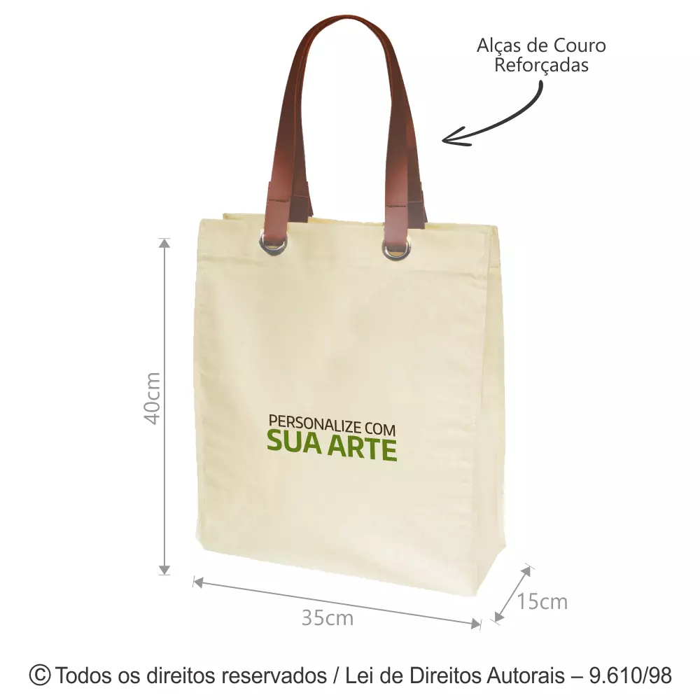 SACOLA DE LONA 240G 35X40X15CM NATURAL 322L