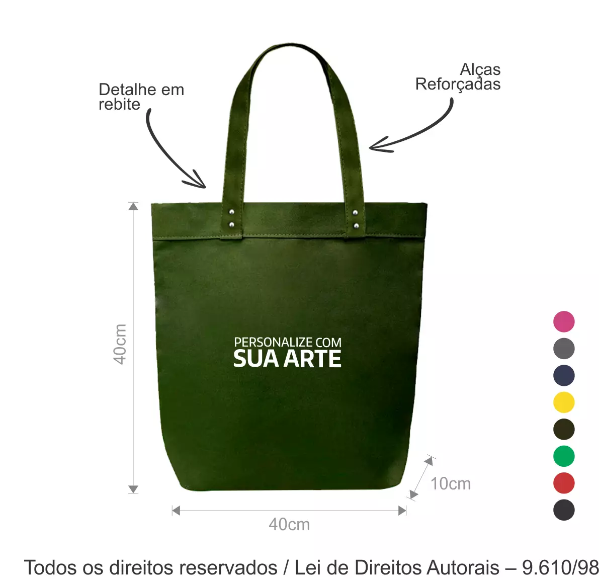 SACOLA DE LONA 240G 40X40X10CM 319LC