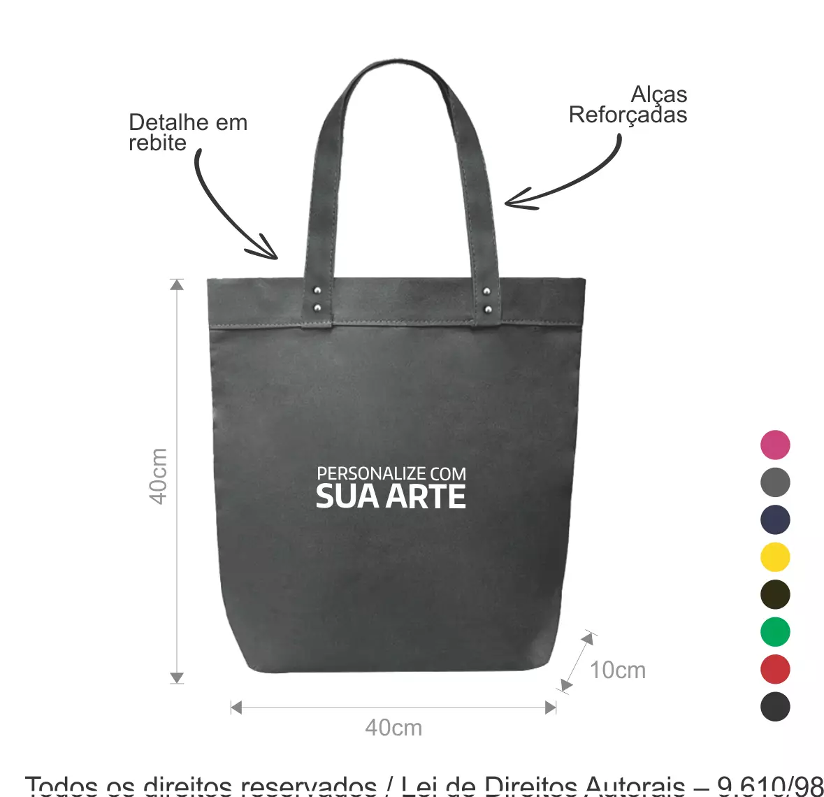 SACOLA DE LONA 240G 40X40X10CM 319LC