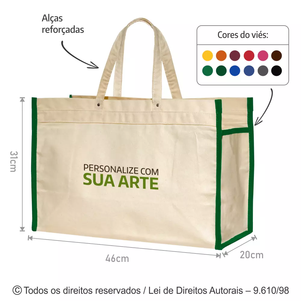 SACOLA DE LONA 240G 46X31X20CM 325L