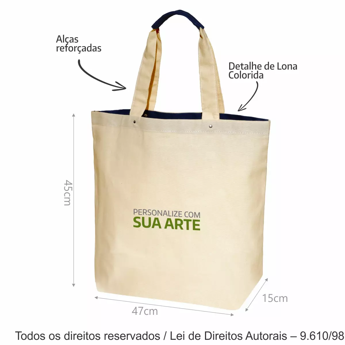 SACOLA DE LONA 240G 47X45X15CM NATURAL 313L