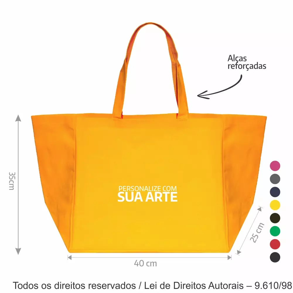 SACOLA DE LONA COLORIDA 240G 40X35X25CM 321LC
