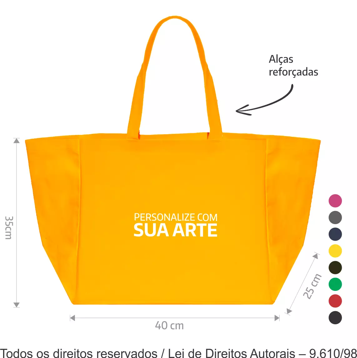 SACOLA DE LONA COLORIDA 240G 40X35X25CM 321LC