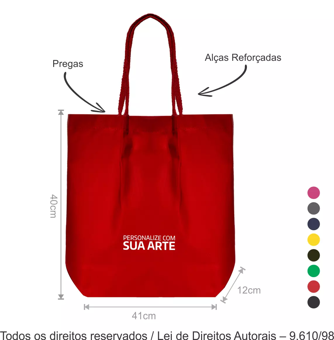 SACOLA DE LONA COLORIDA 41X40X12CM 315LCFC