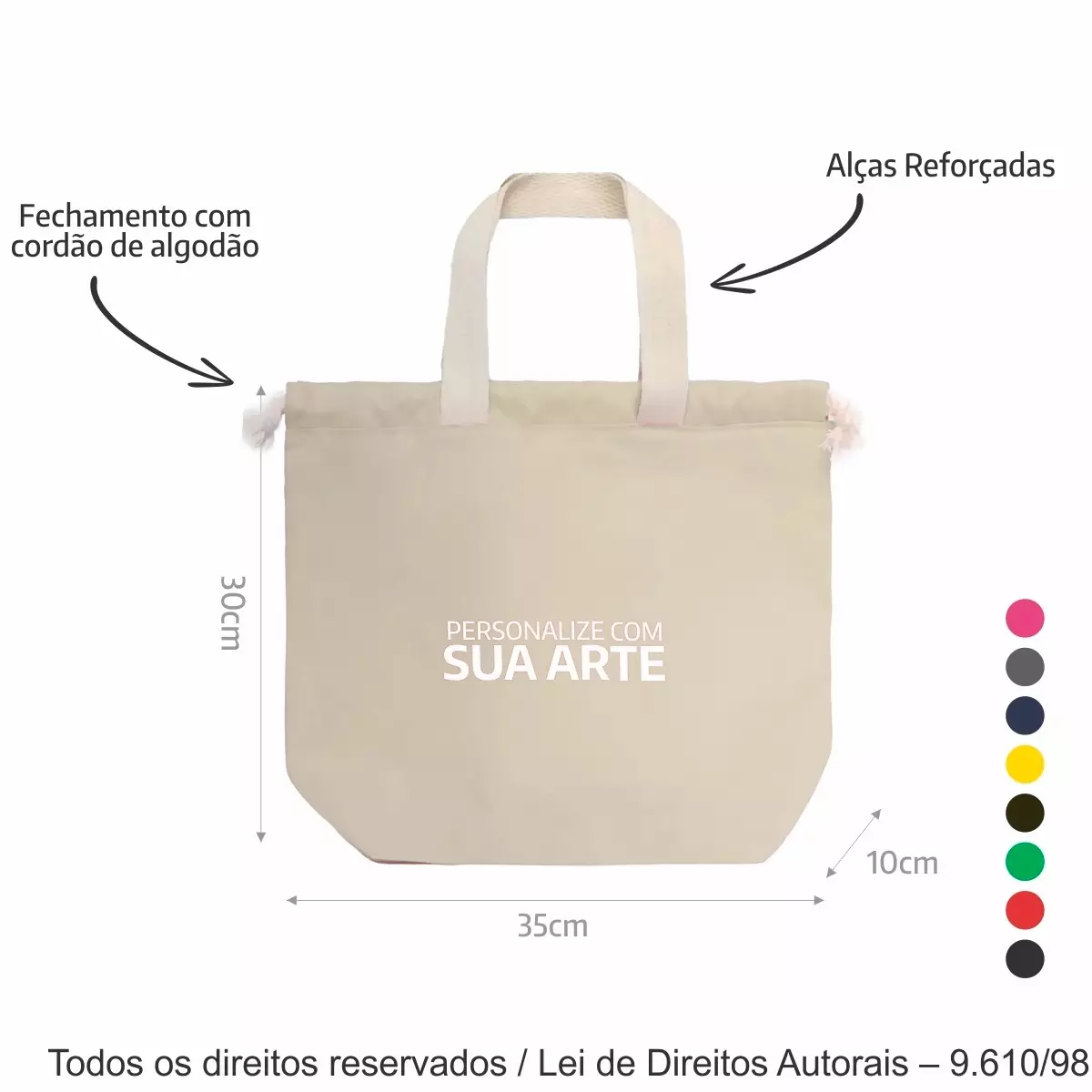 SACOLA DE LONA LEVE 35X30X10CM 238L