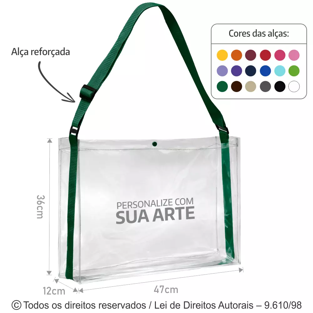 SACOLA DE PVC 47X36X12CM CRISTAL 328PVCFC