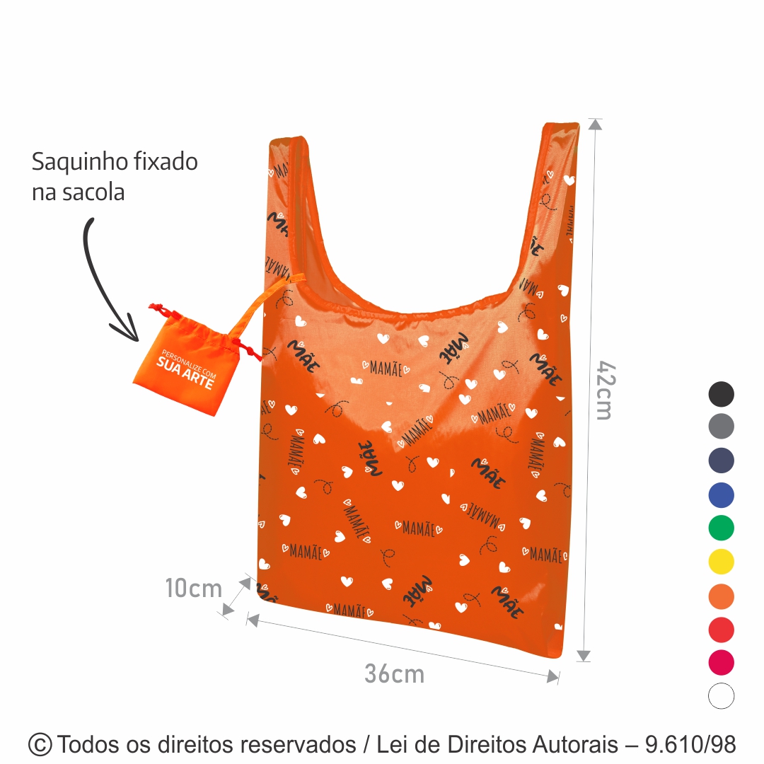 SACOLA DOBRAVEL NYLON 70 RESINADO 38X42X10CM 235NR