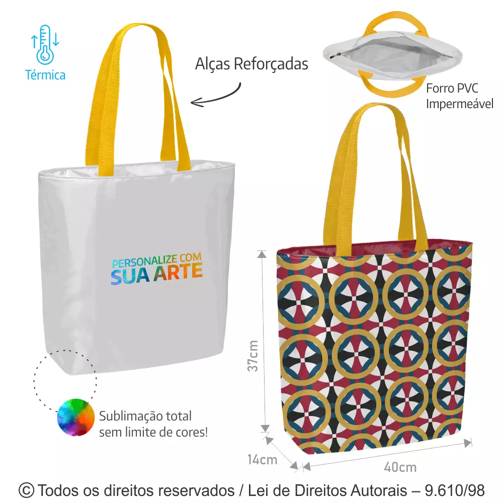 SACOLA TERMICA 10 LITROS EM POLIESTER 40X37X14CM 128PL