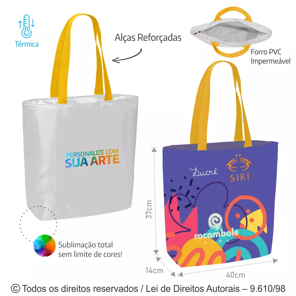 SACOLA TERMICA 10 LITROS EM POLIESTER 40X37X14CM 128PL