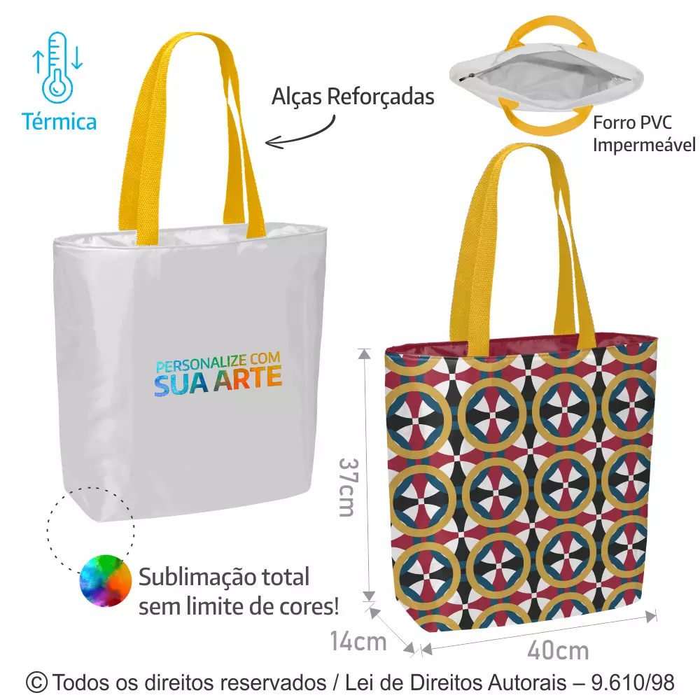 SACOLA TERMICA 10 LITROS EM POLIESTER 40X37X14CM 128PL