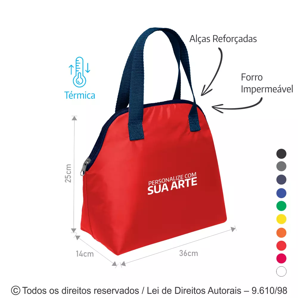 SACOLA TERMICA 12,5 LITROS EM NYLON RESINADO 36X25X14CM 135N