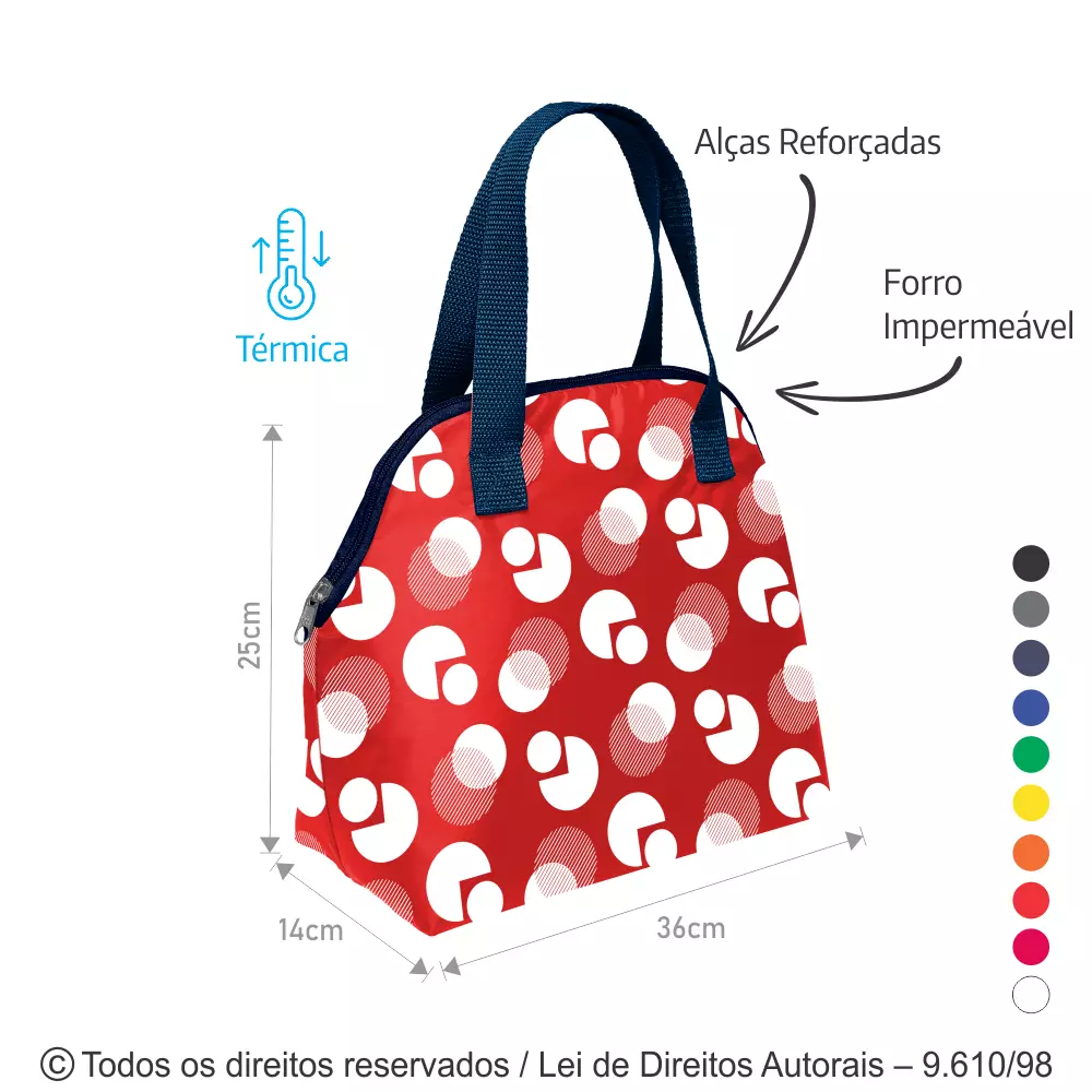 SACOLA TERMICA 12,5 LITROS EM NYLON RESINADO 36X25X14CM 135N