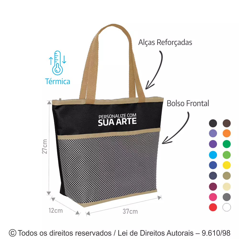 SACOLA TERMICA 6 LITROS EM NYLON 600G 37X27X12CM 217N
