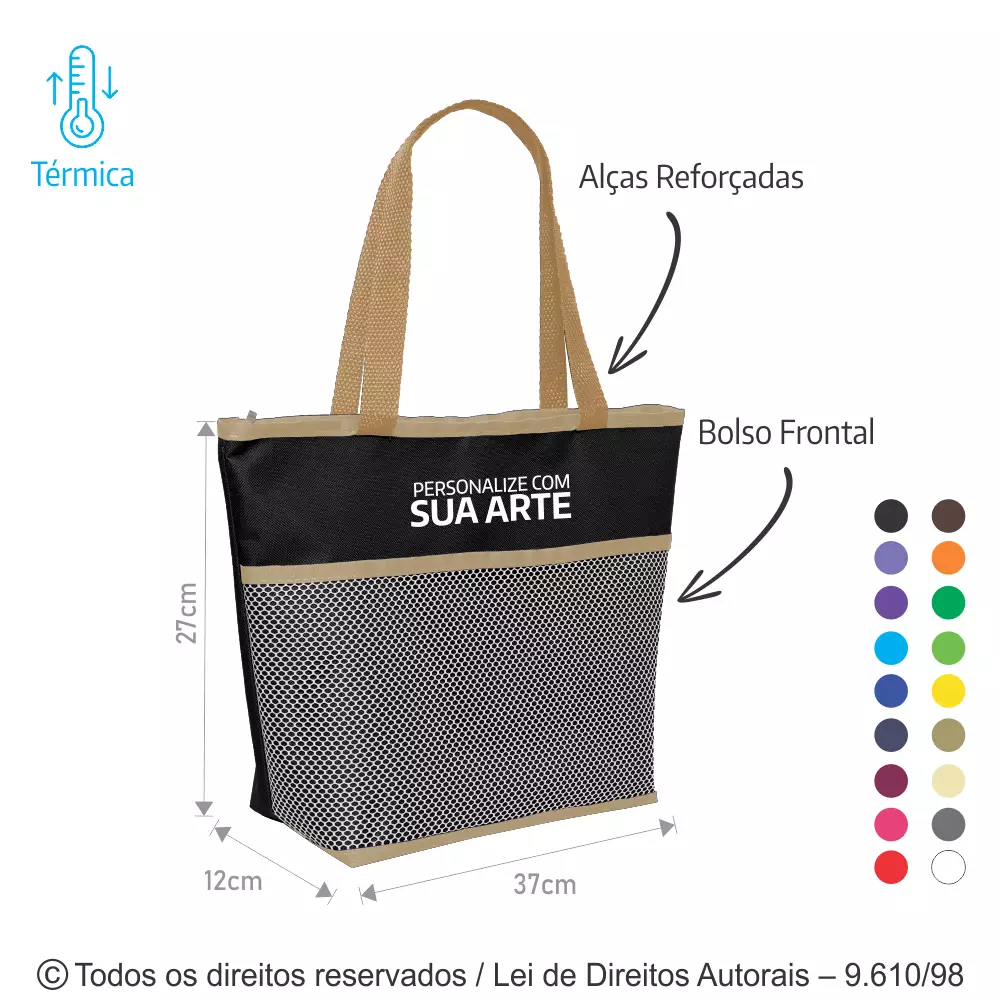 SACOLA TERMICA 6 LITROS EM NYLON 600G 37X27X12CM 217N